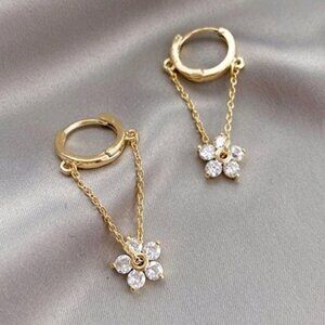 NEW!! Gold Plated Flower Zirconia| Dangling| Drop | Chain| Huggie| Hoop Earrings